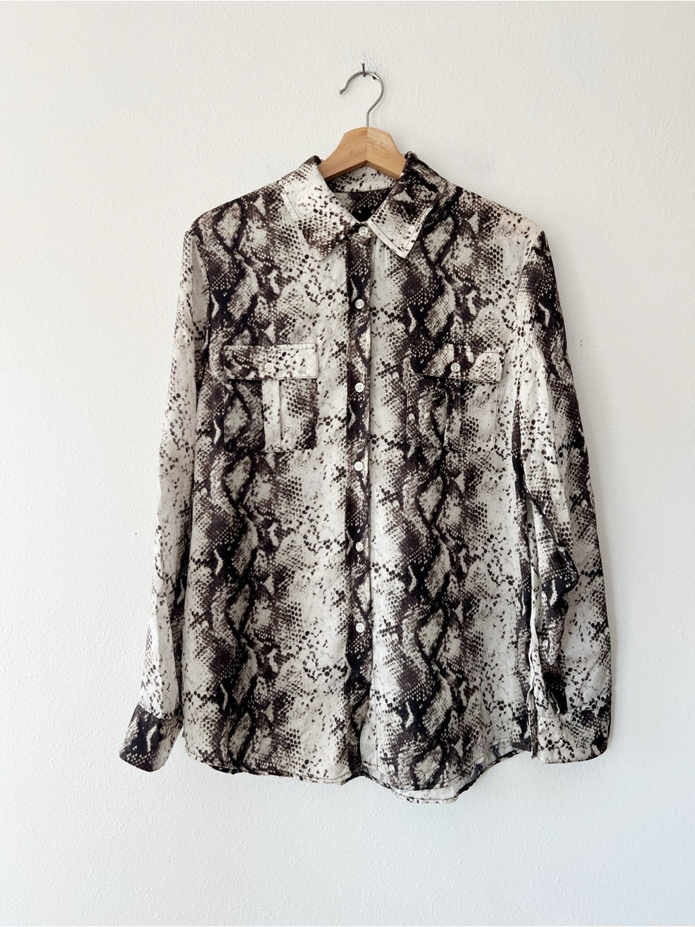 LE SUPERBE | Snakeskin Satin Button Down Top | 6
